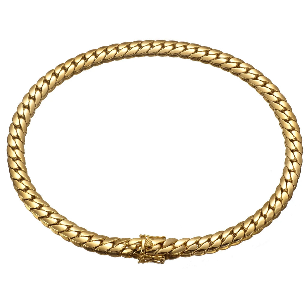 18K Gold Plated Waterproof Stainless Steel Bracelet Necklace Men Hiphop Cuban Whip Chain Necklace 6mm/ 8.8mm/9.6mm 16" 18" 24"