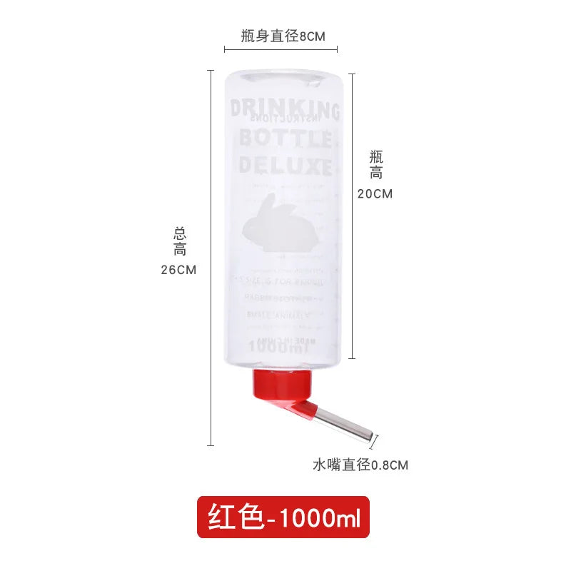 Rabbit Water Bottle Dispenser Large Capacity Guinea Pig Drinking Feeder Bowls Cage Hanging Fountain Hamster Chinchilla Supply