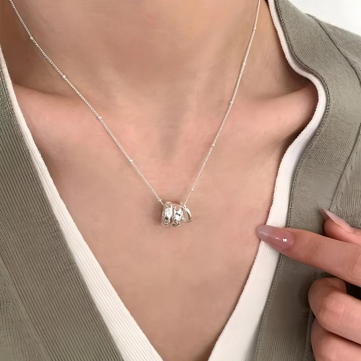 PANJBJ 925 Sterling Silver Onyx Necklace for Women Girl Concise Individuality Fashion Jewelry Birthday Gift Dropshipping
