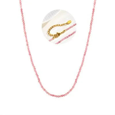 Unique Colored Natural Stone Necklace,Women's Stainless Steel OT Buckle Bead Chain Necklaces,Fashion Jewelry Gifts