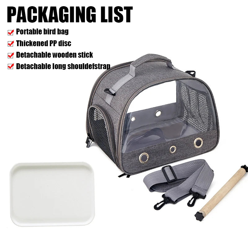 Bird Travel Carrier Portable Transport Bird Cage With Tray Small Pet Multi-functional Parrot Bird Bag Outdoor Cat Carrier