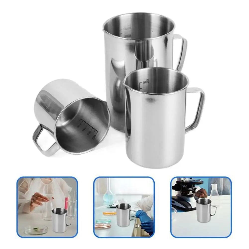New Stainless Steel Laboratory Beaker Graduated Measuring Cups 500ml 1000ml 2000ml Espresso Mugs Baking Kitchen Tool
