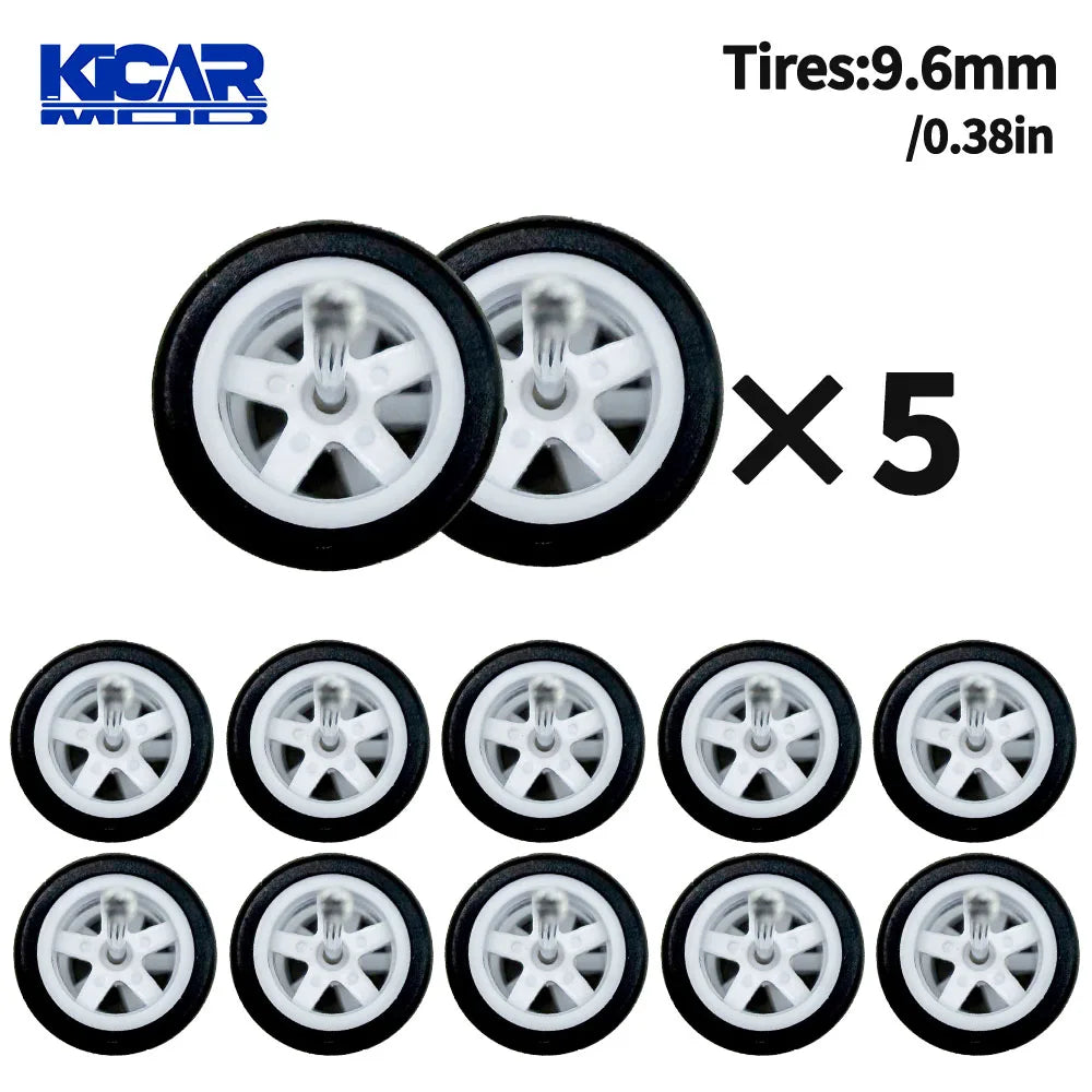 1/64 Model Q Car Wheels with Detachable Slicks Rubber Tires for Toy Model Diecast Cars Refiting Parts for MINIGT  (5 Cars)
