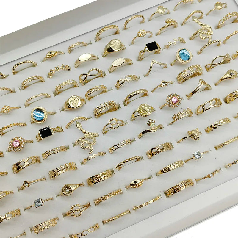 50000 Style Different Finger Rings Wholesale In Stock 100pc/Lot Hot Vintage Silver Gold Color New Alloy Joint Ring Party Women
