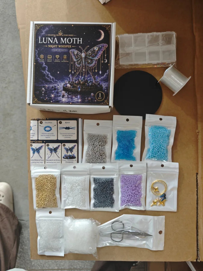 Moon Cat Luna Guardian DIY Bead Kit,Tiny 3D Beaded Luna Guardian Craft Kit, Handmade Magical Cat Kit for Beginner, Home Decor