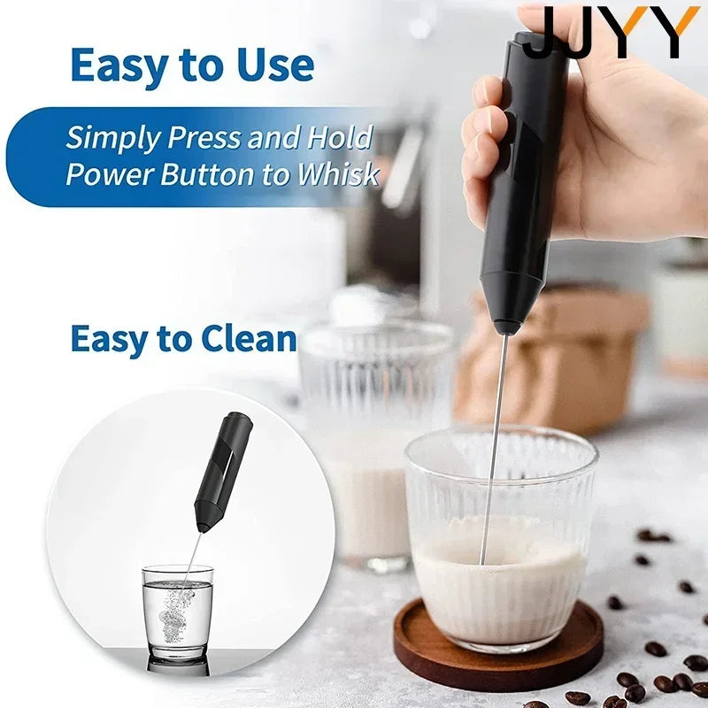 USB Rechargeable Milk Frother Mini Handheld Electric Foam Maker with 3 Speed Whisks for Latte Coffee Cappuccino