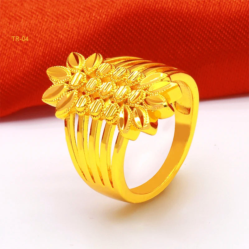 ANIID Dubai Gold Color Ring For Women Resizable Brazilian Wedding Bride Arabic Ethiopian Finger Ring Nigerian Jewellery Moroccan