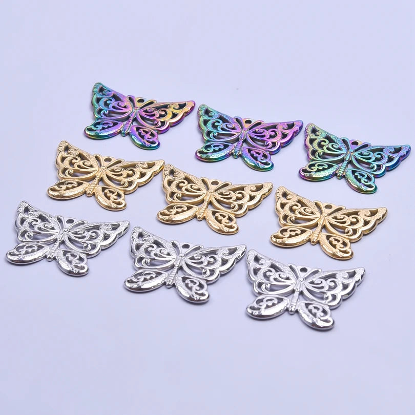 10PCS Ancient Egyptian Scarab Beetle Pendants Charms Stainless Steel Dragonfly Butterfly Pendant for Jewelry Making DIY Necklace