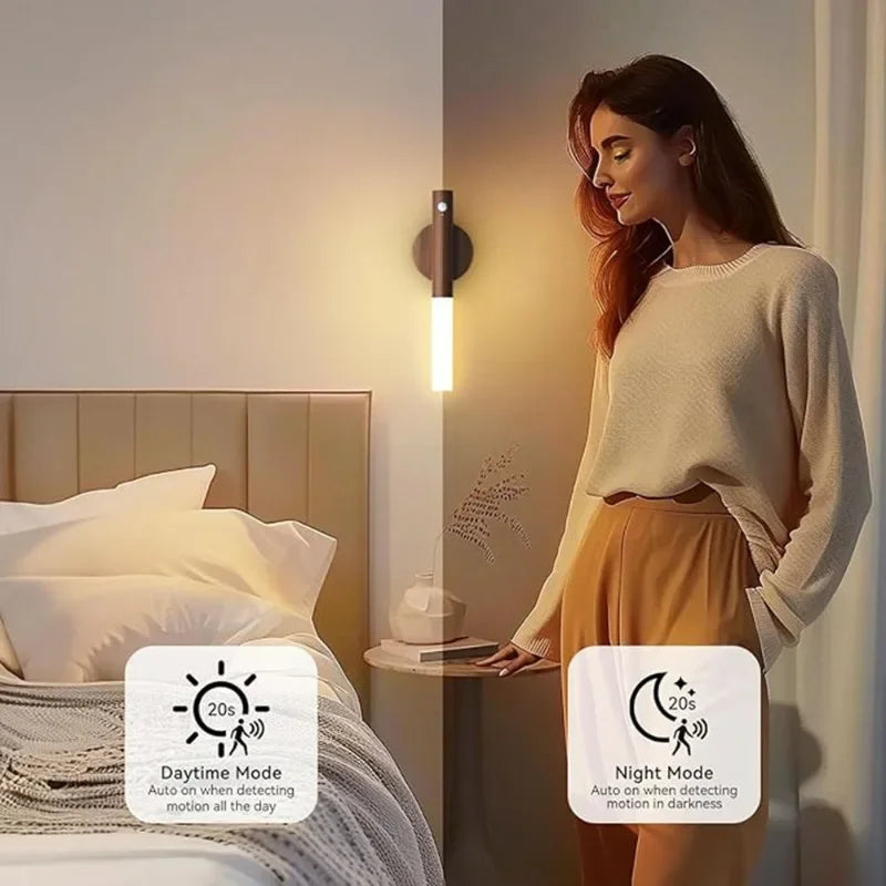 LED Rechargeable Magnetic Wall Lamp Smart Motion Sensor Night Light Portable for Hallway Bedroom Stairs Bathroom Cabinets Decor