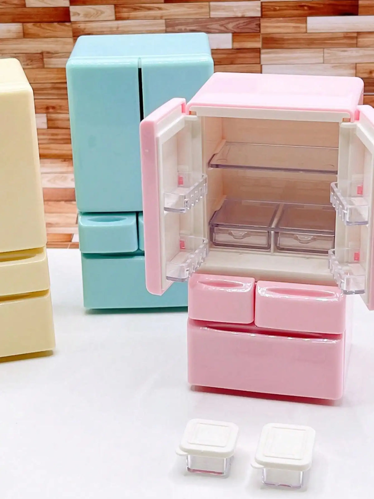Party Decor Miniature Fridge - Double Door Tiny Refrigerator Model - Kitchen Scene Furniture - Creative Home Collectible
