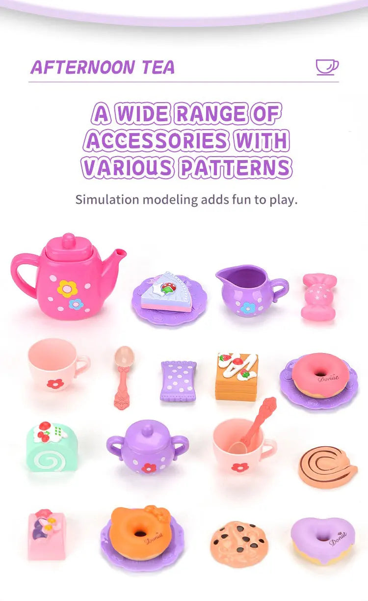 Kids Tea/Pastry Set Toy Simulation Pretend Play Food Playset for Children Montessori Toddler Children Gift Kitchen Girl