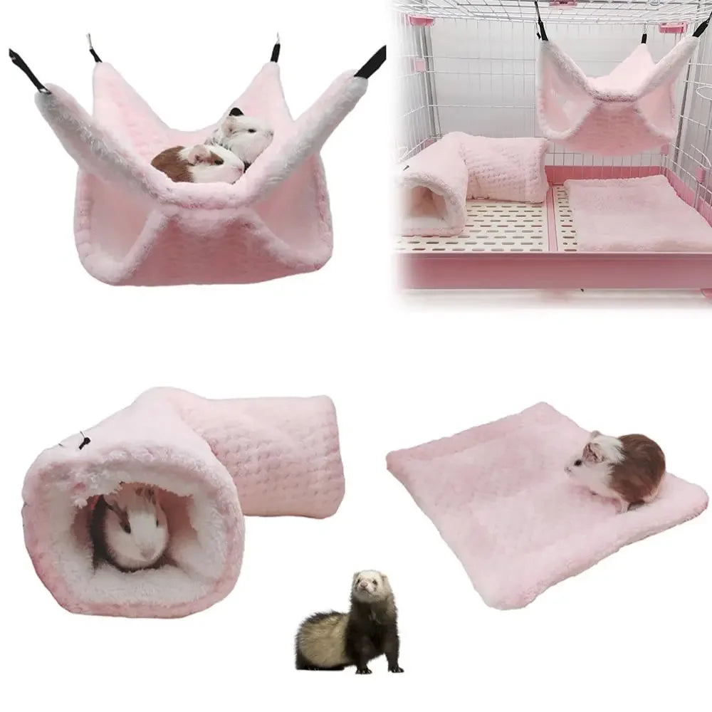 Hamster Nest Winter Bed House Shed Hanging Hammock Cage Tunnel Plush Hideaway for Hamster Guinea Pigs Sugar Small Pe H8z6