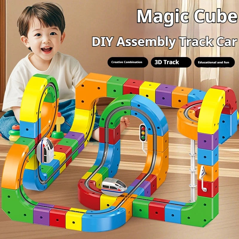 Electric Magnetic Track Set With Anti-Gravity Vehicles - 100+ Pieces Stem Building Toys, Creative Diy Railway For Kids Gift Toy