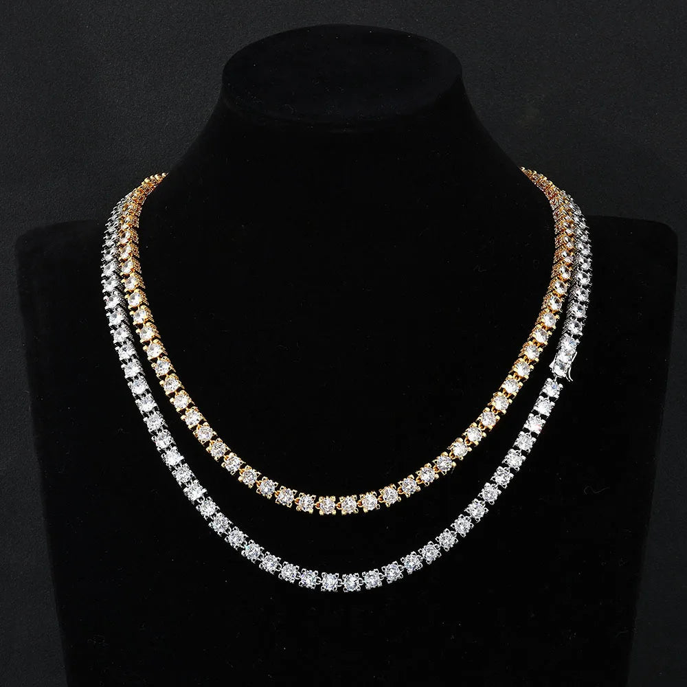 D VVS1 Moissanite Tennis Necklace For Women Top Quality 100% 925 Sterling Silver Sparkling Party Fine Jewelry