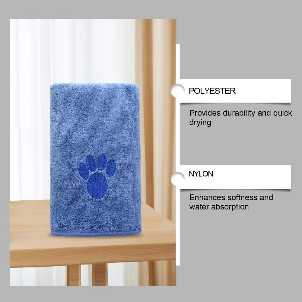  Quick-Drying Microfiber Pet Towel Absorbent Pet Bath Towel Embroidered Super Soft Towel For Cat Dogs Grooming Supplies