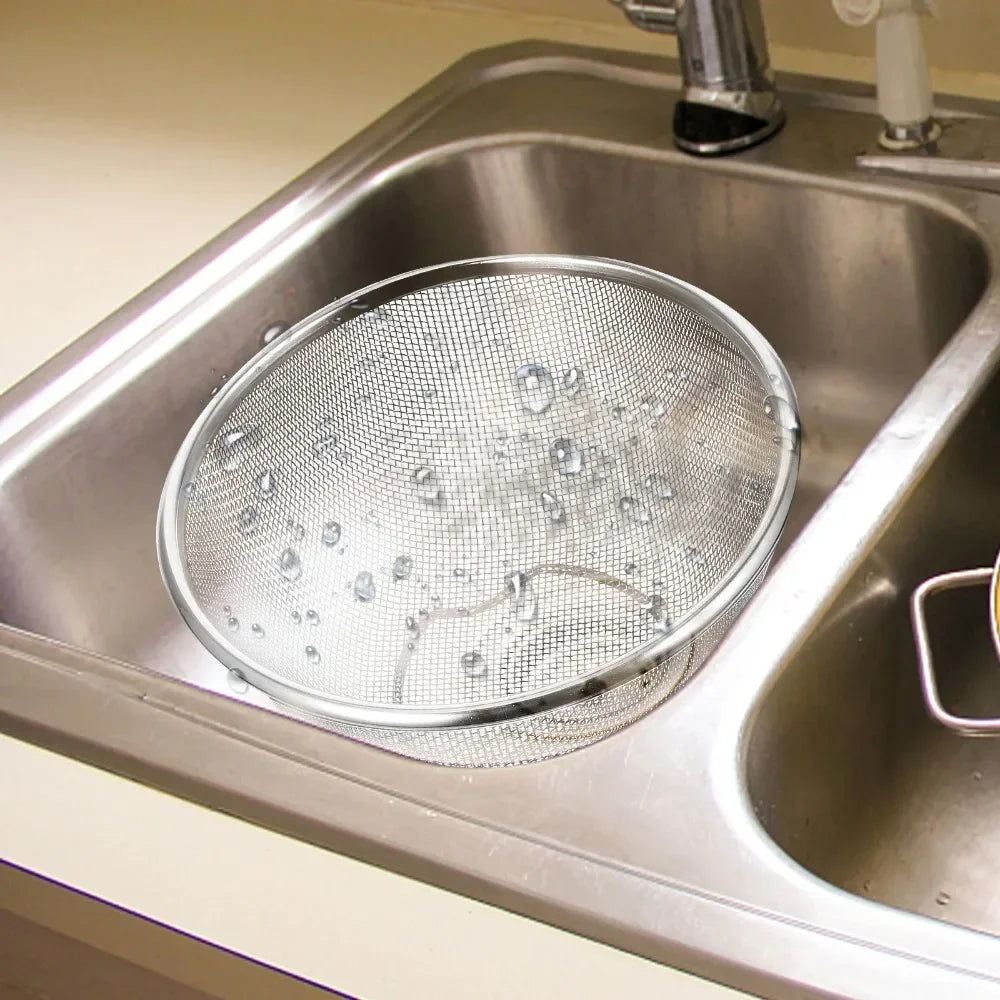 Stainless Steel Mesh Sieve Draining Basket Household Kitchen for Washing Rice Vegetables Fruits Multi Function Easy Clean