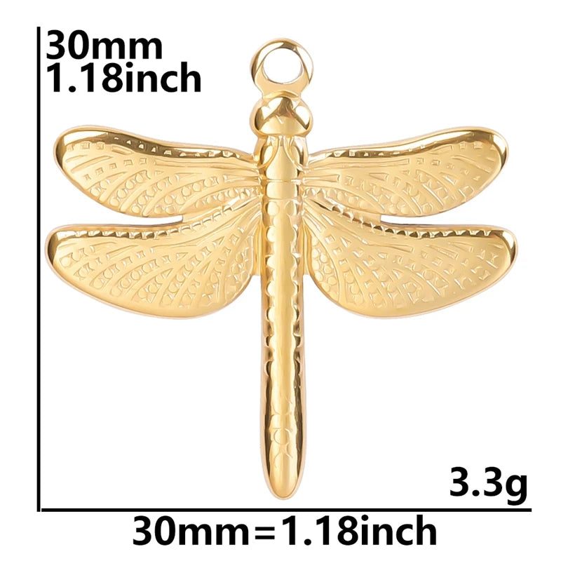 10PCS Ancient Egyptian Scarab Beetle Pendants Charms Stainless Steel Dragonfly Butterfly Pendant for Jewelry Making DIY Necklace