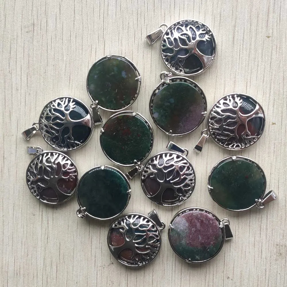 Wholesale 12pcs/lot Fashion Natural Stone Alloy Tree of Life Mix Pendants for Necklaces Jewelry Accessories Making Fast Shipping