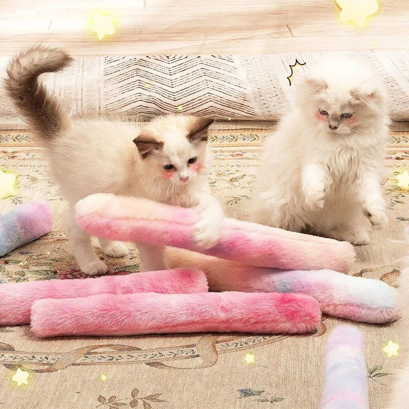 Cat plush gradient pillow toy chewing and teasing sticks, teething sticks, self-entertainment cat toy pillow