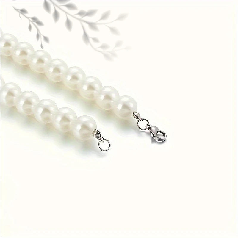 Pearl Necklace Men Simple Handmade Strand Bead Necklace 2026 New Trendy Men Jewelry for Women Girls Wedding Banquet Necklaces