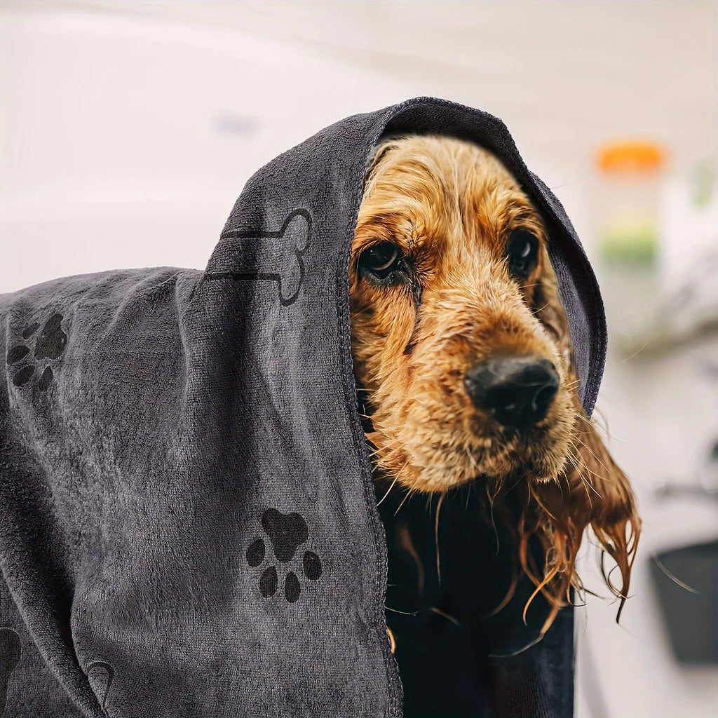 Microfiber Pet Printing Absorbent Towel Thickened Puppy Quick-drying Dog Claw Bath Towel, Pet Bath ProductsAbsorbent Medium Dogs