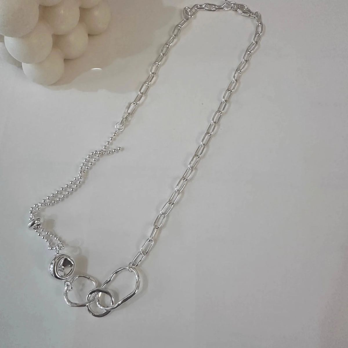 925 Sterling Silver Necklace Black Beads Square Irregular Punk Geometric for Women Girl Jewelry Gift Dropshipping Wholesale