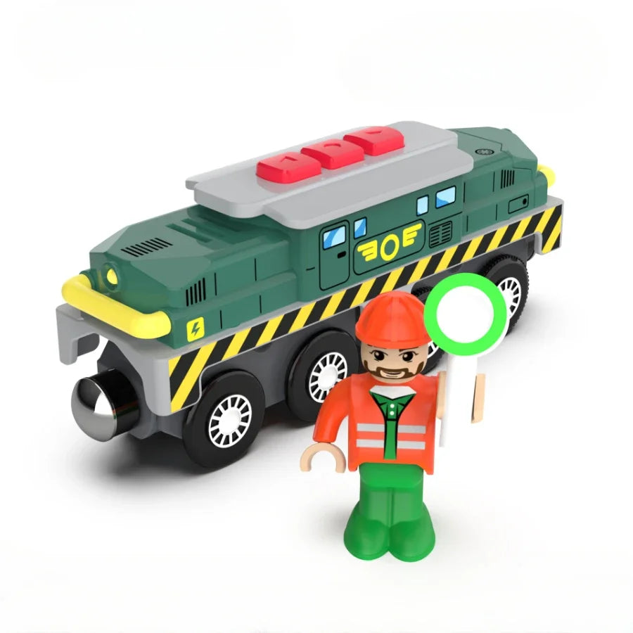 Kid Magnetic Electric Train Car Locomotive Wooden Track Slot Diecast Railway Track Children's Educational Toys Gifts