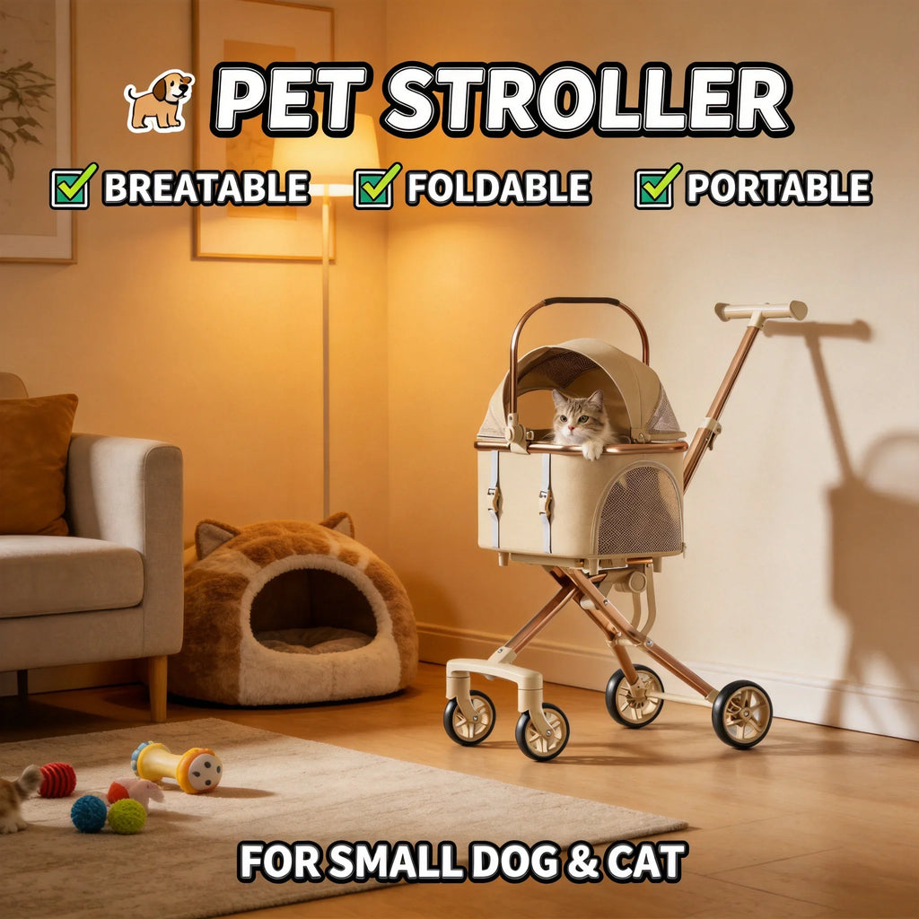 2026 New One Click Foldable Pet Stroller Portable Separable Light Weight Universal Outdoor Travel for Cats and Dogs Pet Stroller