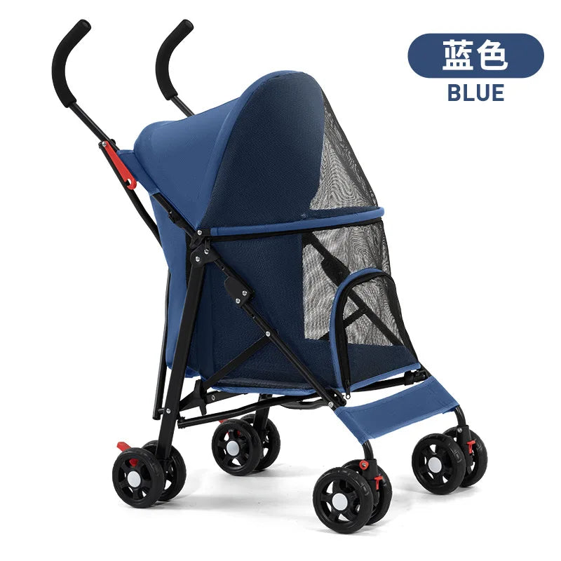 Cool Mesh Pet Stroller for Small Dogs and Cats Lightweight Suitable for All Road with Removable Liner Safety Tether Easyto Store