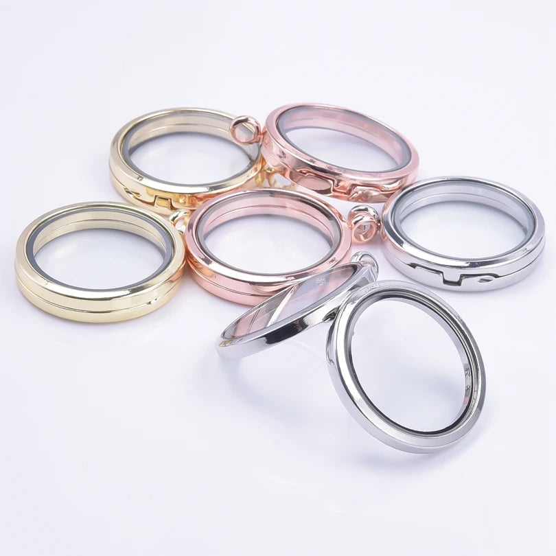 10Pcs/Lot Openable Round Living Reliquary Picture Locket Pendant Glass Floating Cremation Urn Medaillon Colgantes Jewelry Making