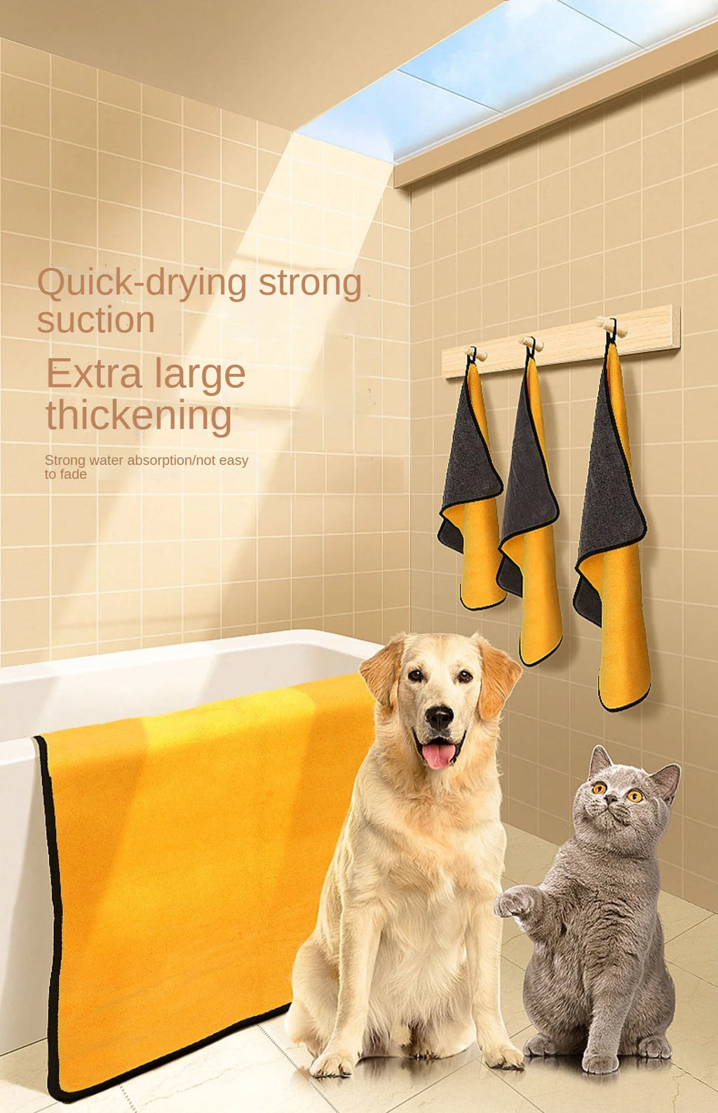 New 1-3pcs Pet Dog Absorbent Towel Microfiber Dog Bathing Towel Dog Bathrobes Wiping Cloth Pet Towel
