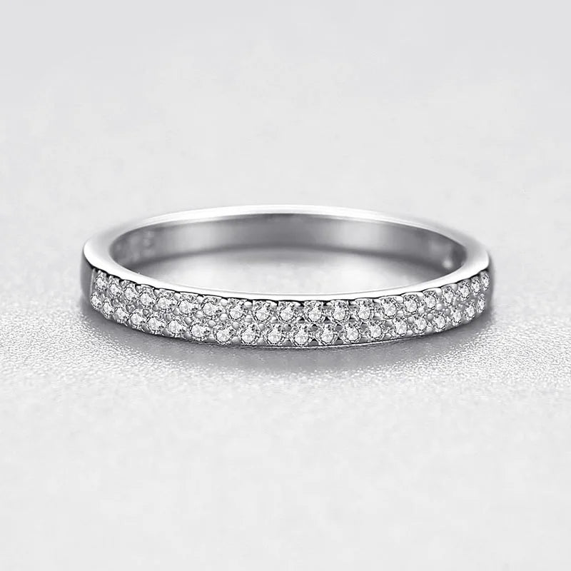 Pass Diamond Tester Pen Moissanite Ring Full Moissanites Around for Women S925 Silver Wedding Diamonds Band Stackable Ring