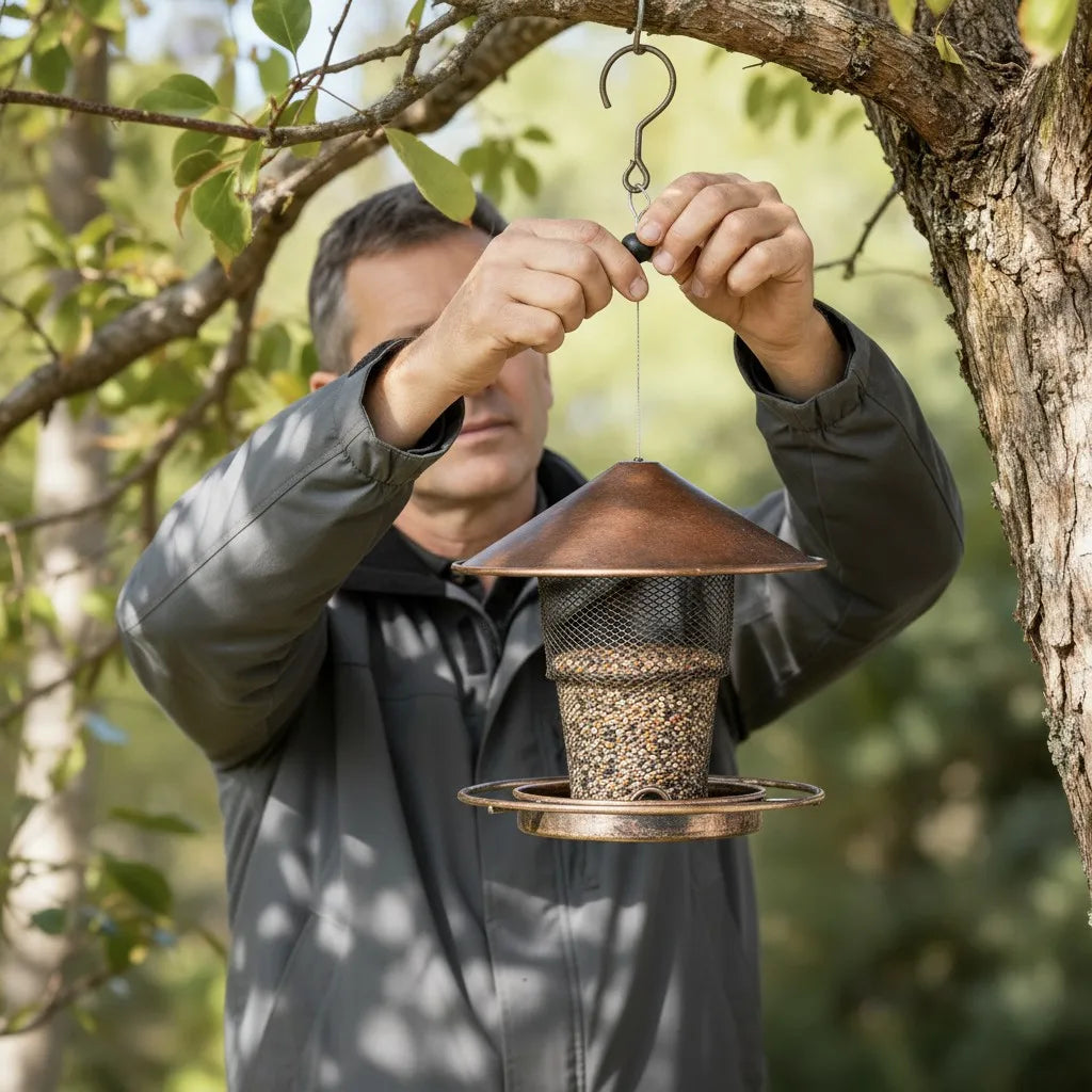 Bird Feeder for Outdoor Hanging Large Capacity Squirrel Proof Birdfeeders Heavy Duty Metal Bird Feeders for Outside