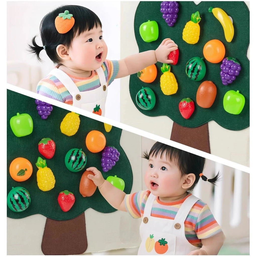 Baby Felt Board Play Food Toys Wall Sticker Fruits Vegetables Pretend Play Kitchen Games Fine Motor Skills Early Educational Toy