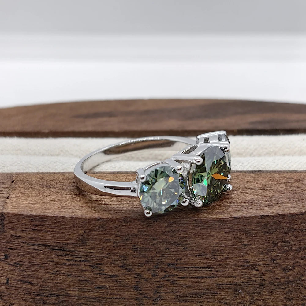 JoyceJelly S925 Sterling Silver Colors Moissanite Ring 2CT 4CT Total Full Moissanite Diamond Jewelry For Wedding Engagement Gift