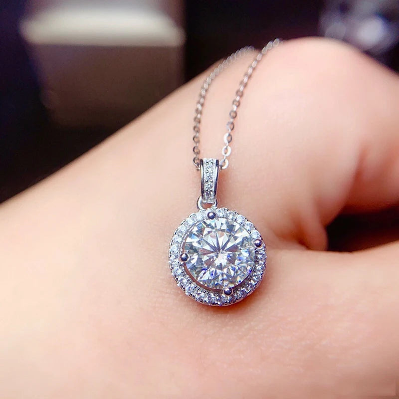 Fashion Luxury Trendy Classic 1ct GRA Moissanite Irregular Sqaure Necklace For Charm Women 925 Silver Party Jewelry Gift
