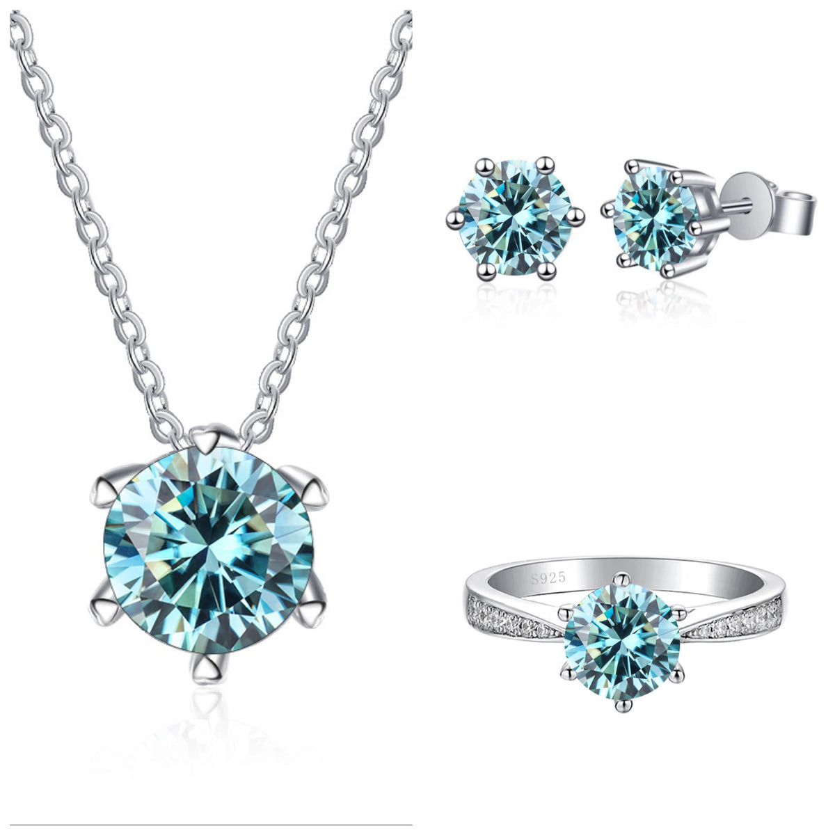 JoyceJelly Moissanite Jewelry Set With 1CT D Color VVS 3EX moissanite stone pass diamond test Wedding Luxury Fine Jewelry gift