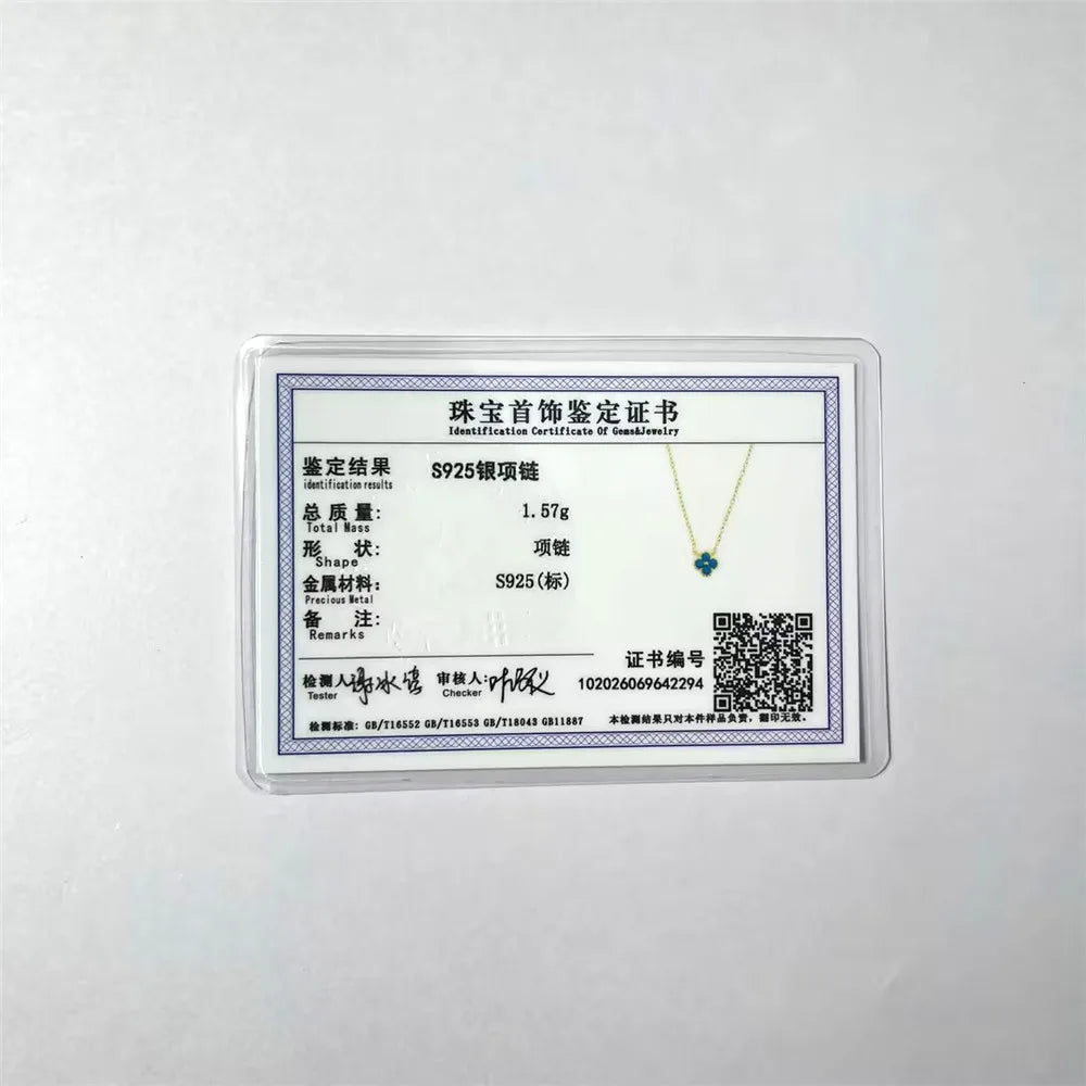 Aide Plata Real 925 Sterling Silver Lucky Lady Necklace European And American Four-leaf Clover Chain Necklace Turquoise Necklace