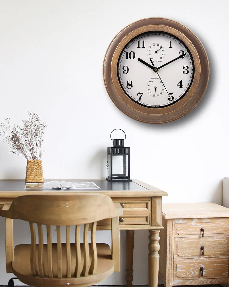 12 Inch Outdoor Waterproof Wall Clock Bathroom Kitchen Patio Shop Living Room Decorative Wall Clock Stylish Silent Wall Clock