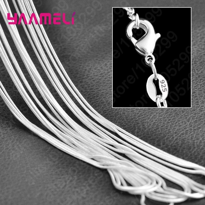 10PCS Wholesale Pure 925 Sterling Silver Color Charm Link Chain Necklace Jewelry with Strong Smooth Lobster Clasps 16-30 Inch