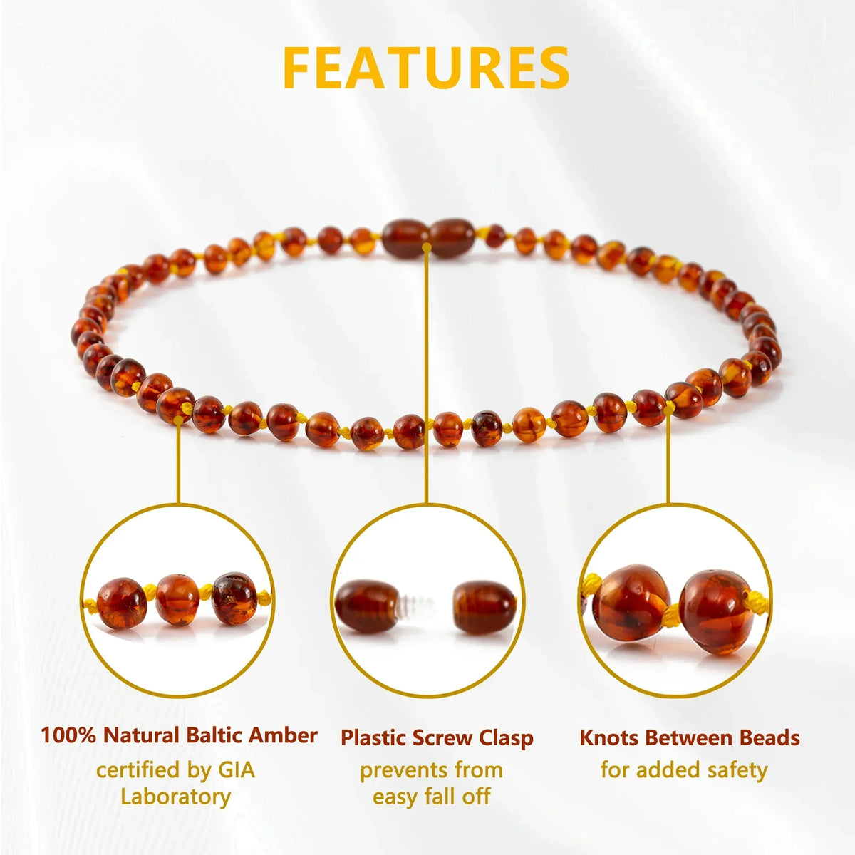 Fashion Natural Baltic Amber Necklace - Lab Tested
