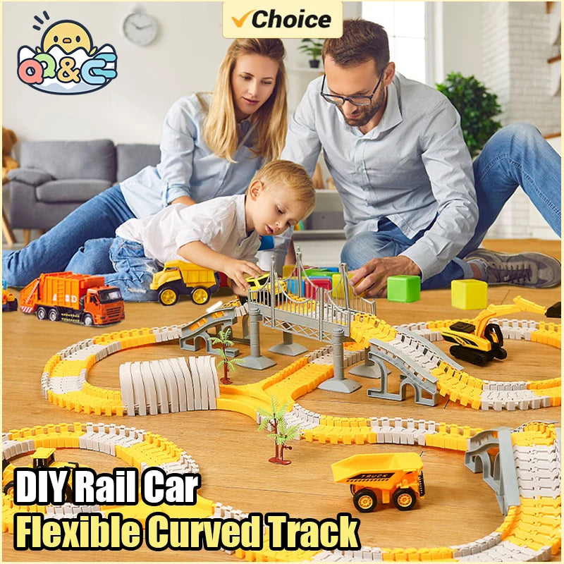 DIY Rail Track Sets Car Race Magic Brain Game Flexible Curved Creates Vehicles Toys Play Game Train Railroad for Child's Gifts
