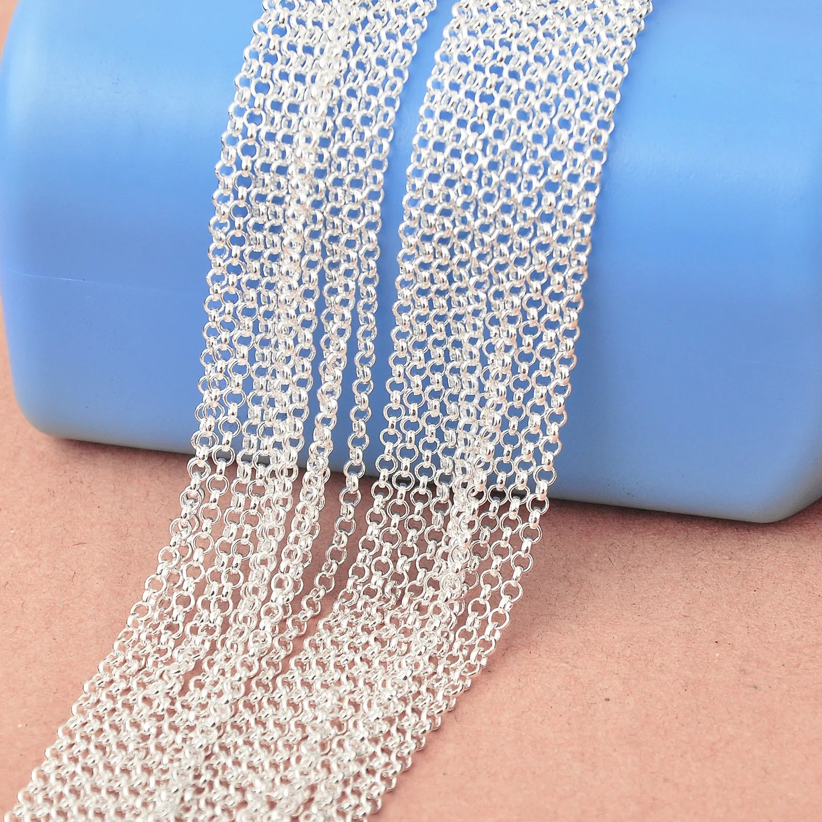 10PCS Wholesale Pure 925 Sterling Silver Color Charm Link Chain Necklace Jewelry with Strong Smooth Lobster Clasps 16-30 Inch