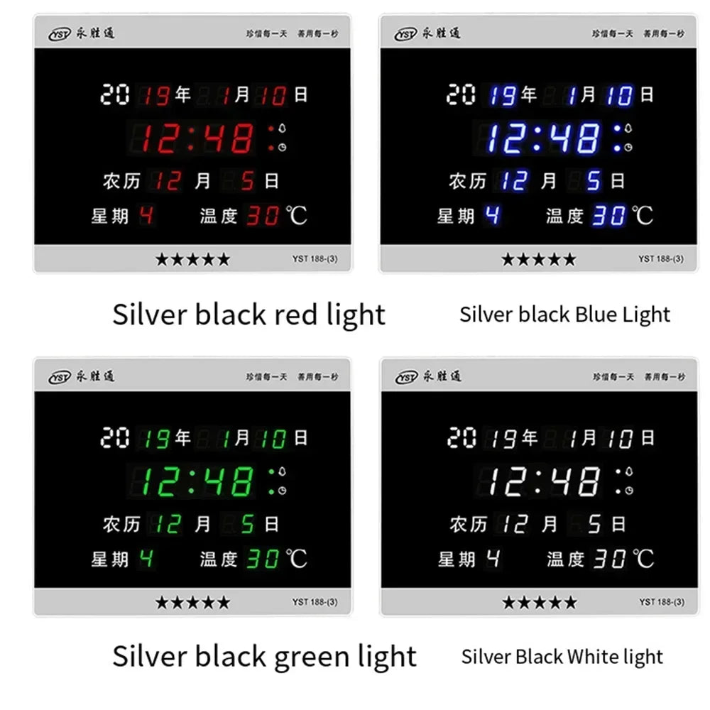 Perpetual Calendar Clock, Large Display Digital Wall Clock with Indoor Temperature and Humidity Perfect Office or Home Clock