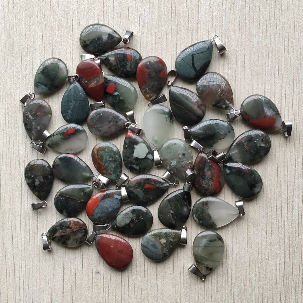 Wholesale 50pcs/lot 2023 trendy hot sell natural stone water drop shape pendants  charms for Necklaces making Fast shipping