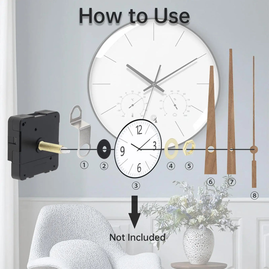 4 Pack 20/32 mm Long Shaft Quartz Silent Clock Mechanism Kit for DIY Kit / Clock Repair Replacement Part with 4 Sets Clock Hands