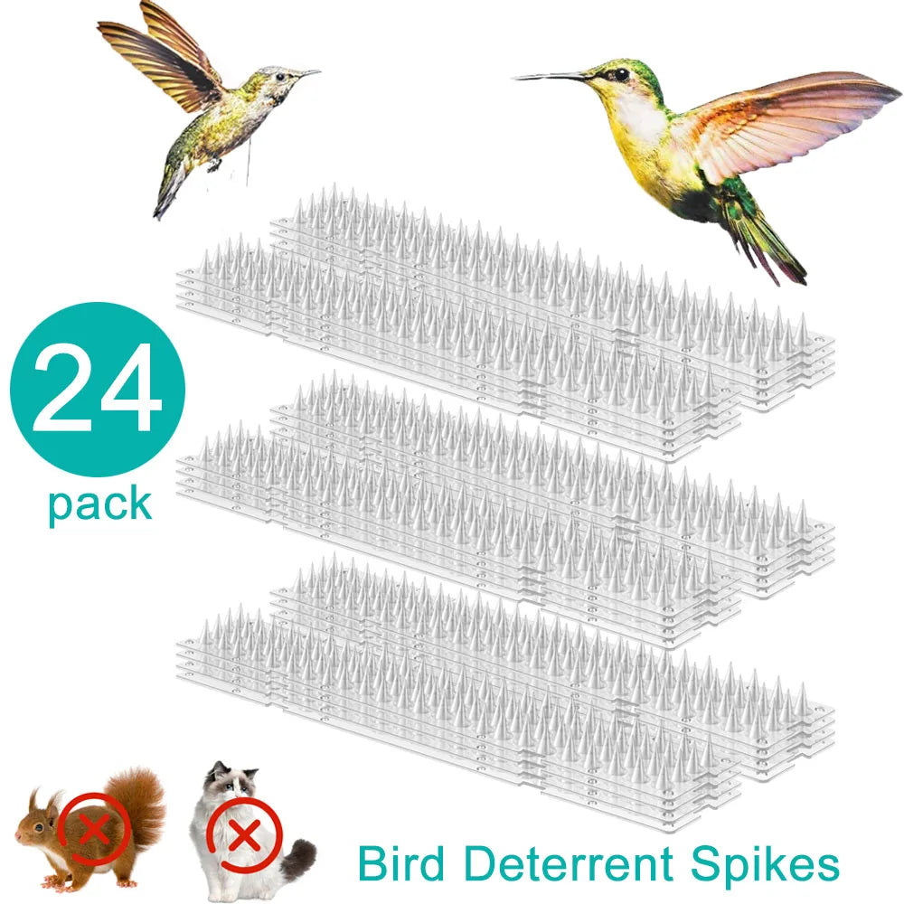 24Pcs Plastic Fence Wall Spikes Bird Deterrent Spikes Anti Climb Cat Animal Repellent For Garden Fences Birds Pigeons Spikes