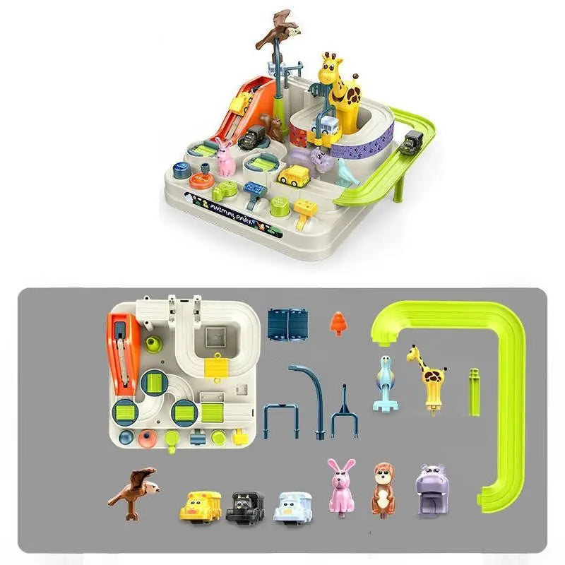 Racing Rail Car Track Adventure Game Educational Toys Children Brain Mechanical Interactive Train Model Animals Space Rocket Toy