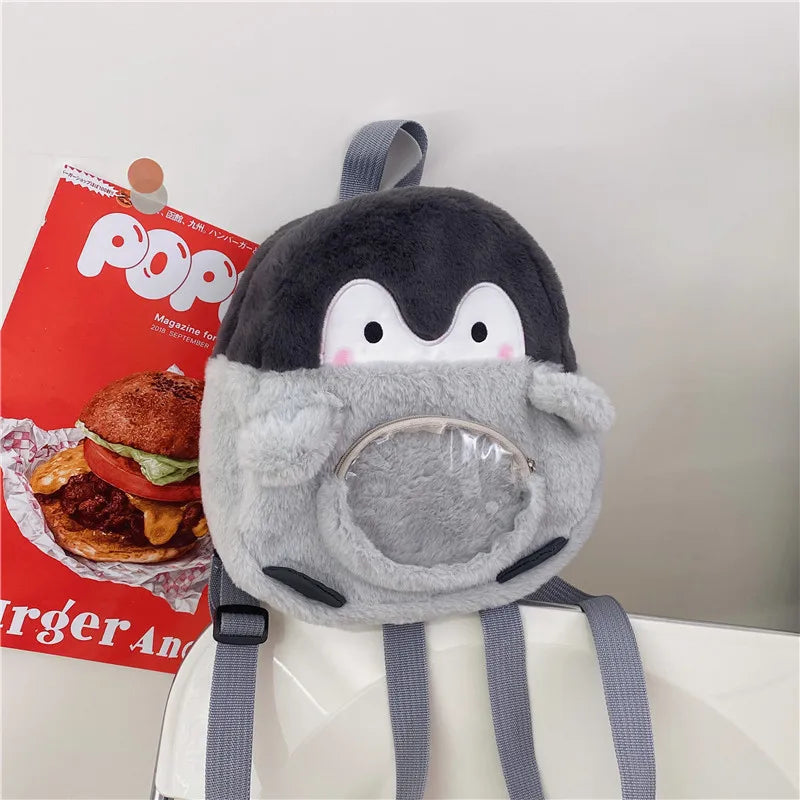 Penguin Cartoon Goth Harajuku Backpack Female Cute Jk Girl Ita Bag Doll Bag Pain Bag Action Figure Plush Mini Small School Bag