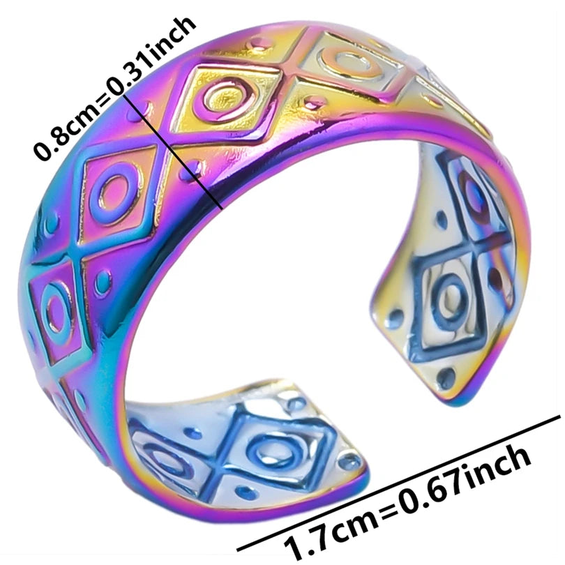 1pcs Classic Tiger Eye Real Stone Open Adjustable Stainless Steel Rings For Women Men Accessories Gold Color Finger Jewelry Ring